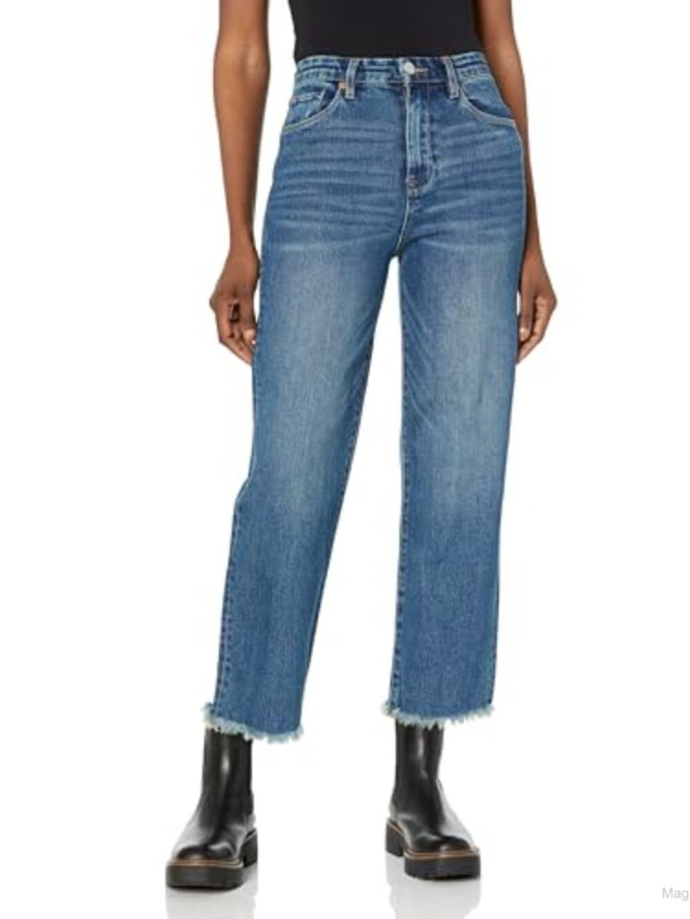 Women's High Rise Straight Leg Jeans Cotton Blend Low Stretch Casual